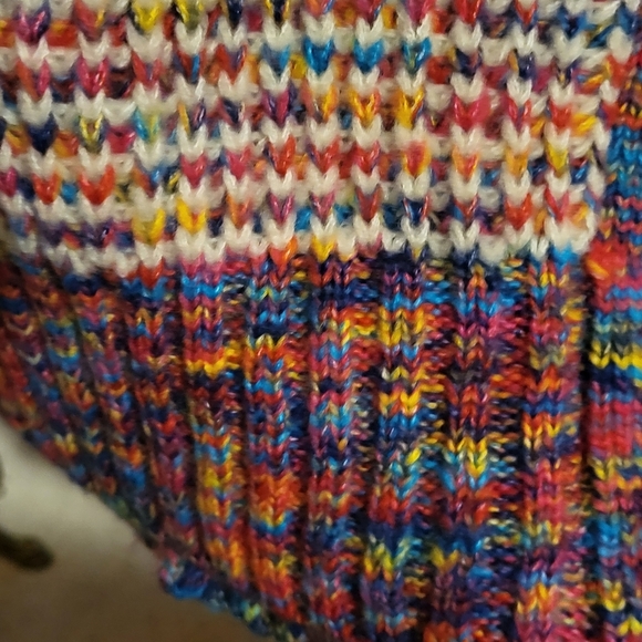 Design History Spacedye Rainbow Cardigan Cropped Sweater Puff Sleeve Size Large - Picture 6 of 11